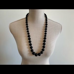Long black beaded necklace